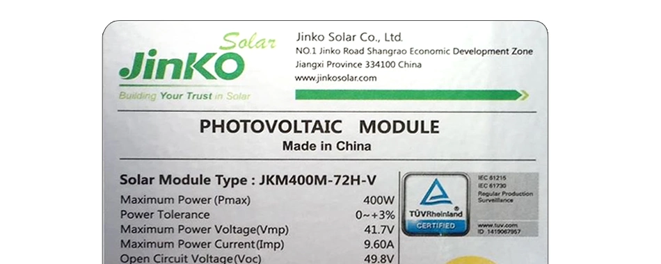 China Jinko Solar Panel Tiger Price 400watt 400w 455w 450w 420w 460w 500w 535w 540w 550w 610 410 W Precio