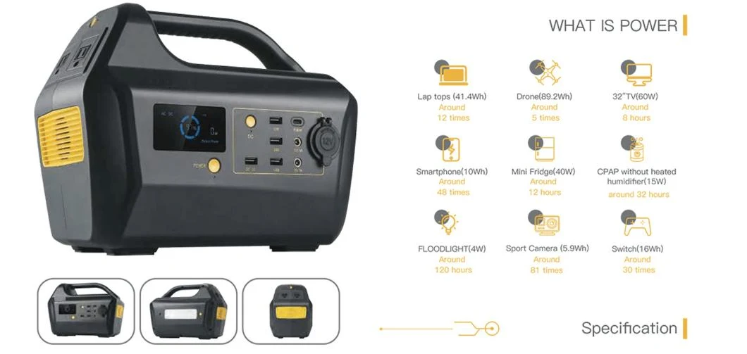 Indoor Portable Power Station 500W 537wh 110V for Large Battery Capacity Inverter Outdoor Camper Trailer