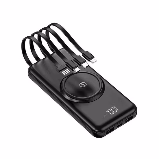Nouvelle banque d'alimentation portable 10000 mAh, écran LCD intégré à 4 lignes, alimentation mobile de charge sans fil, usine de banque d'alimentation de grande capacité